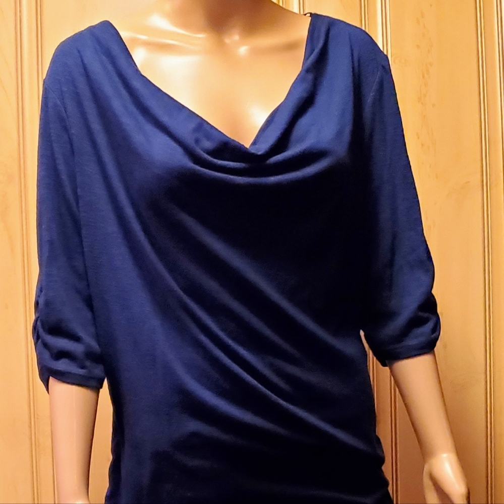 No Boundaries Long Blue Cowl Tunic